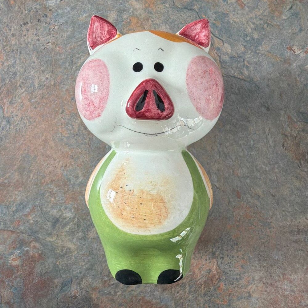 Quadrifoglio Hand Painted Piggy Bank Made in Japan Green clothing